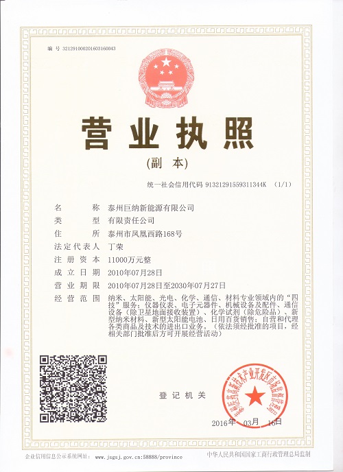 泰州巨納新能源營業執照